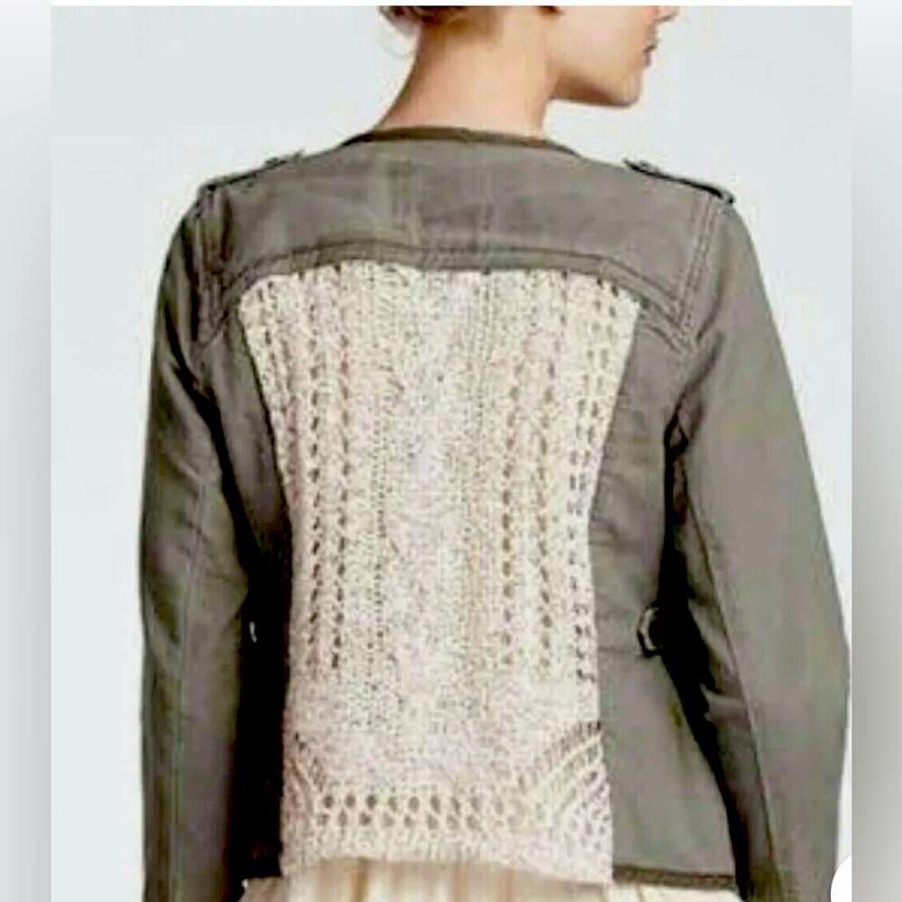 Women's Army Jacket Crochet Army Green